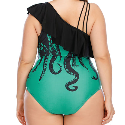 Plus Size Women's Fashion Printed One-piece Swimsuit