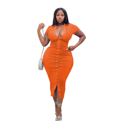Plus Size Women's Solid Color Dress