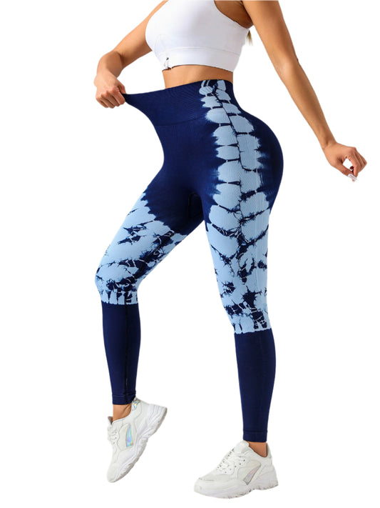 Tie-dye Women's Yoga Leggings With High Waistband, Moisture-Wicking, And Stretchy