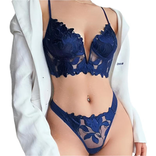 Women's Fashion Embroidery Lace Bra Set