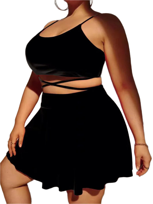 Solid Large Three Piece High Waist Bikini Swimsuit