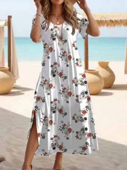 Women's Elegant Slit Round Neck Dress