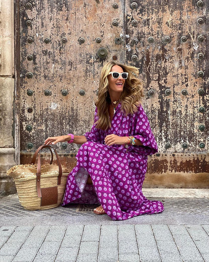 Casual Loose V-Neck Long Dress